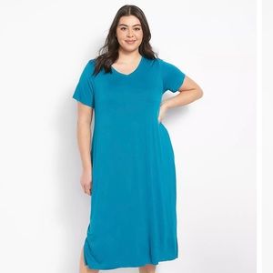 Lane Bryant Short-Sleeve V-Neck Side-Tie Midi Dress Size 14/16